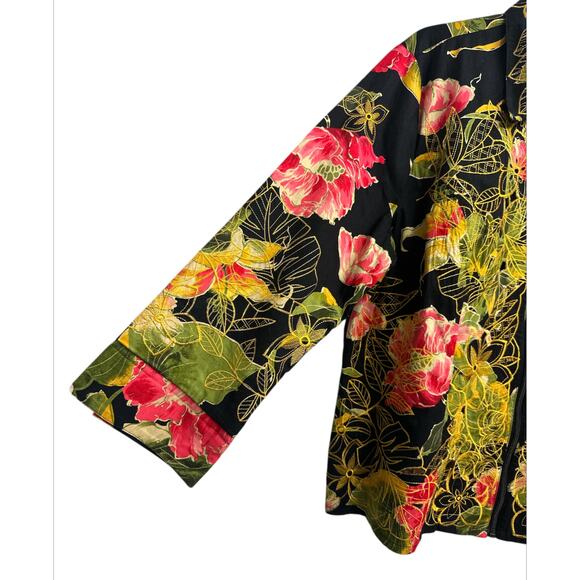 TRENZ WOMAN by Theresa Renz Floral Embroidery Cutout Zip Up Blazer Plus Size 1X - Picture 3 of 9